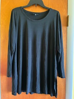 Eileen Fisher Women's Long Sleeve silk Black Tunic Top